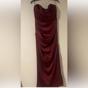 Fashion Nova Strapless Wine Dress